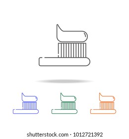 Toothbrush with toothpaste icon. Dental Element multi colored icons for mobile concept and web app. Thin line icon for website design and development, app development. Premium icon on white background
