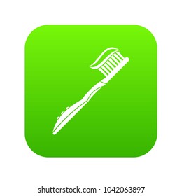 Toothbrush with toothpaste icon digital green for any design isolated on white vector illustration