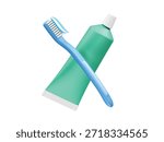 Toothbrush and Toothpaste icon illustration 3d