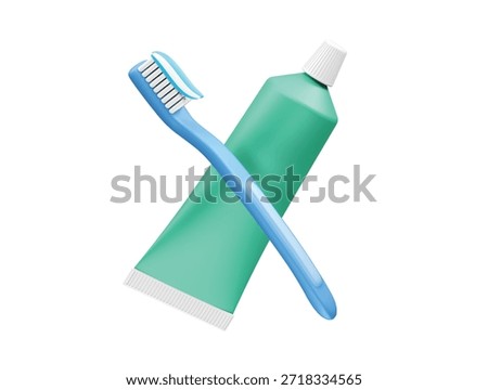 Toothbrush and Toothpaste icon illustration 3d