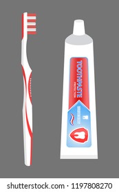 Toothbrush and toothpaste Icon Illustration Vector