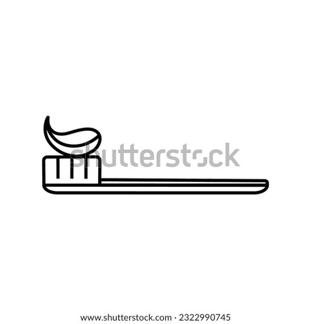 toothbrush with toothpaste icon over white background, line style, vector illustration