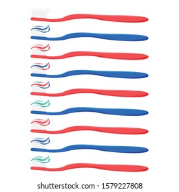 Toothbrush with toothpaste icon set. Vector.