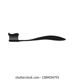Toothbrush with toothpaste icon. Vector illustration. Flat design icon. Isolated.