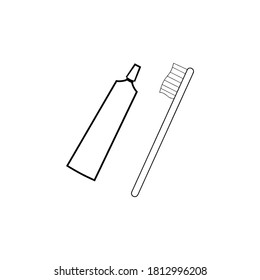 icono de cepillo de dientes y pasta de dientes ilustración de vector plantilla de logotipo