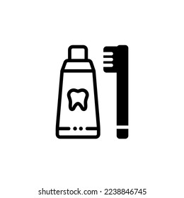 Toothbrush and toothpaste icon. vector illustration
