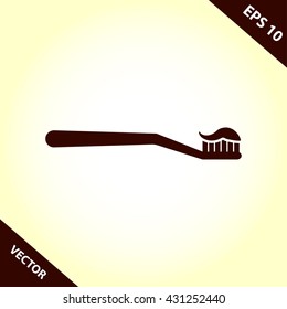 toothbrush with toothpaste icon. toothbrush with toothpaste vector illustration
