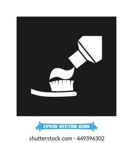 Toothbrush and toothpaste icon vector illustration EPS 10.