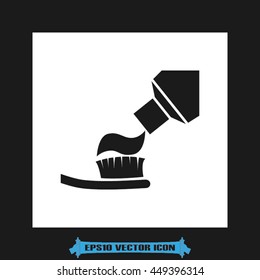 Toothbrush and toothpaste icon vector illustration EPS 10.