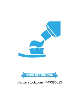 Toothbrush and toothpaste icon vector illustration EPS 10.