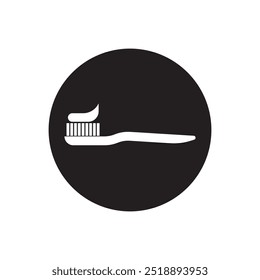 Icono del cepillo de dientes y de la pasta de dientes, diseño del logotipo del elemento