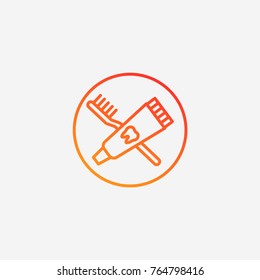 Toothbrush and toothpaste icon.gradient illustration isolated vector sign symbol