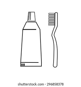 Toothbrush and toothpaste icons vector