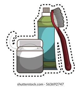 Toothbrush and toothpaste isolated icon