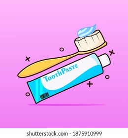 toothbrush and toothpaste isolated vector design 