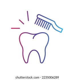 Toothbrush and toothpaste line gradient icon, logo style