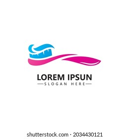 Toothbrush with toothpaste logo icon vector template illustration design 