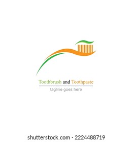 Toothbrush with toothpaste logo icon vector template illustration design