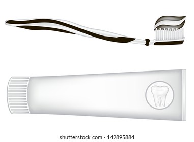  toothbrush,  toothpaste. mesh illustration