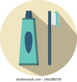 Toothbrush and toothpaste minimal flat icon vector image EPS-10