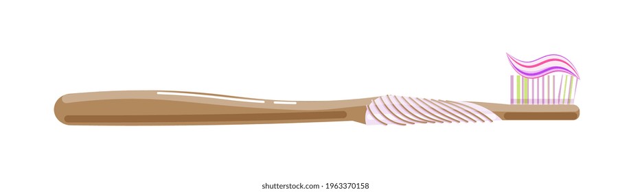 Toothbrush with toothpaste on bristle on white