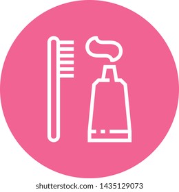 Toothbrush Toothpaste Oral Care Outline Icon