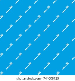 Toothbrush With Toothpaste Pattern Repeat Seamless In Blue Color For Any Design. Vector Geometric Illustration