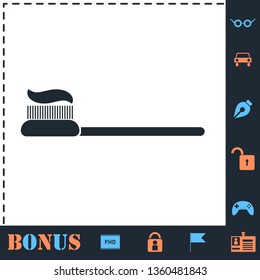 Toothbrush with Toothpaste. Perfect icon with bonus simple icons