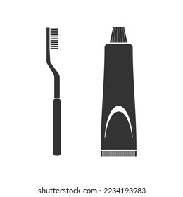 Toothbrush and toothpaste poster. Dental hygiene equipment. Vector illustration.