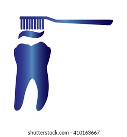 Toothbrush and toothpaste set. Vector with tooth