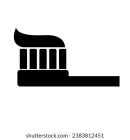Toothbrush and toothpaste silhouette icon. Brushing teeth. Vector.