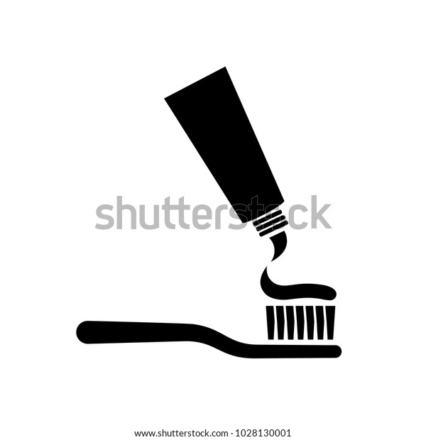 Toothbrush Toothpaste Silhouette Pictogram Isolated On Stock Vector ...