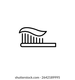 Toothbrush With Toothpaste Simple Line Art For Dental Hygiene