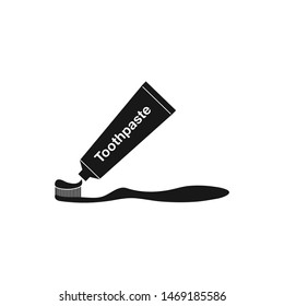 Toothbrush with Toothpaste and tube icon. Flat style vector EPS.