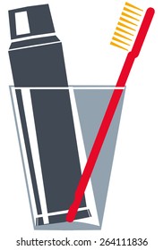 Toothbrush with toothpaste tube vector icon 