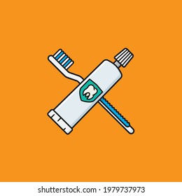 toothbrush and toothpaste tube vector illustration for National Brush Day on November 1. Dental hygiene symbol.