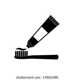 Toothbrush And Toothpaste Vector Icon