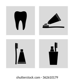 Toothbrush with toothpaste - vector  icon