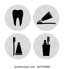 Toothbrush with toothpaste  - vector icon
