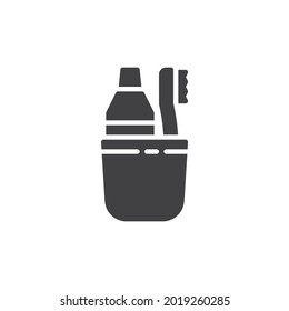 Toothbrush and toothpaste vector icon. filled flat sign for mobile concept and web design. Tooth brush and tooth paste glyph icon. Symbol, logo illustration. Vector graphics