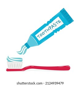 A toothbrush and toothpaste vector illustration cartoon isolated on white background. Cute toothbrush and toothpaste vector cartoon.