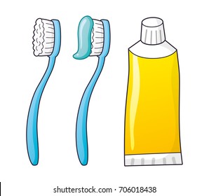 Toothbrush and toothpaste vector isolated