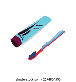 Toothbrush and Toothpaste with white background, the best Cartoonist Toothbrush and Toothpaste vector illustration