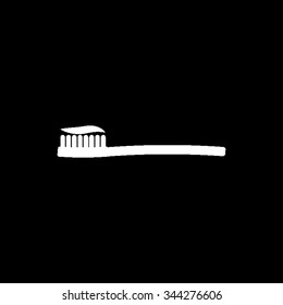 Toothbrush with toothpaste - white vector icon