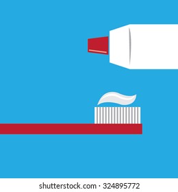 toothbrush and toothpaste-vector