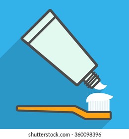 Toothbrush and tube of toothpaste icon.