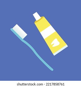 Toothbrush and tube of toothpaste, illustration