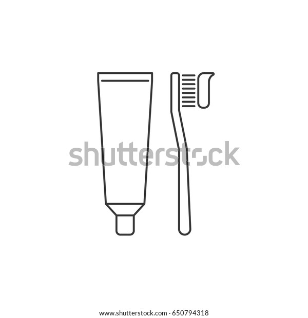 Toothbrush Tube Toothpaste Outline Icon Stock Vector (Royalty Free