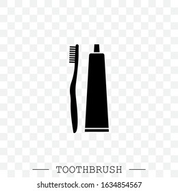 Toothbrush and tube toothpaste vector black icon