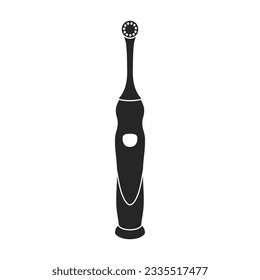 Toothbrush vector black icon. Vector illustration electric brush on white background. Isolated black illustration icon of electric toothbrush .